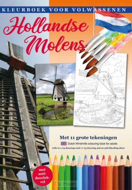 kleurboek volwassenen Hollandse Molens