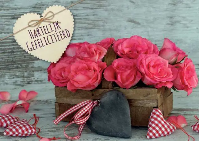 Prentbriefkaart gefeliciteerd