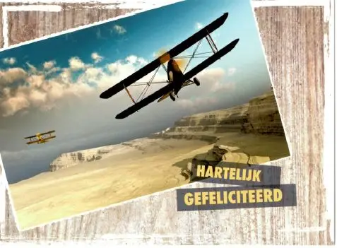 Prentbriefkaart gefeliciteerd